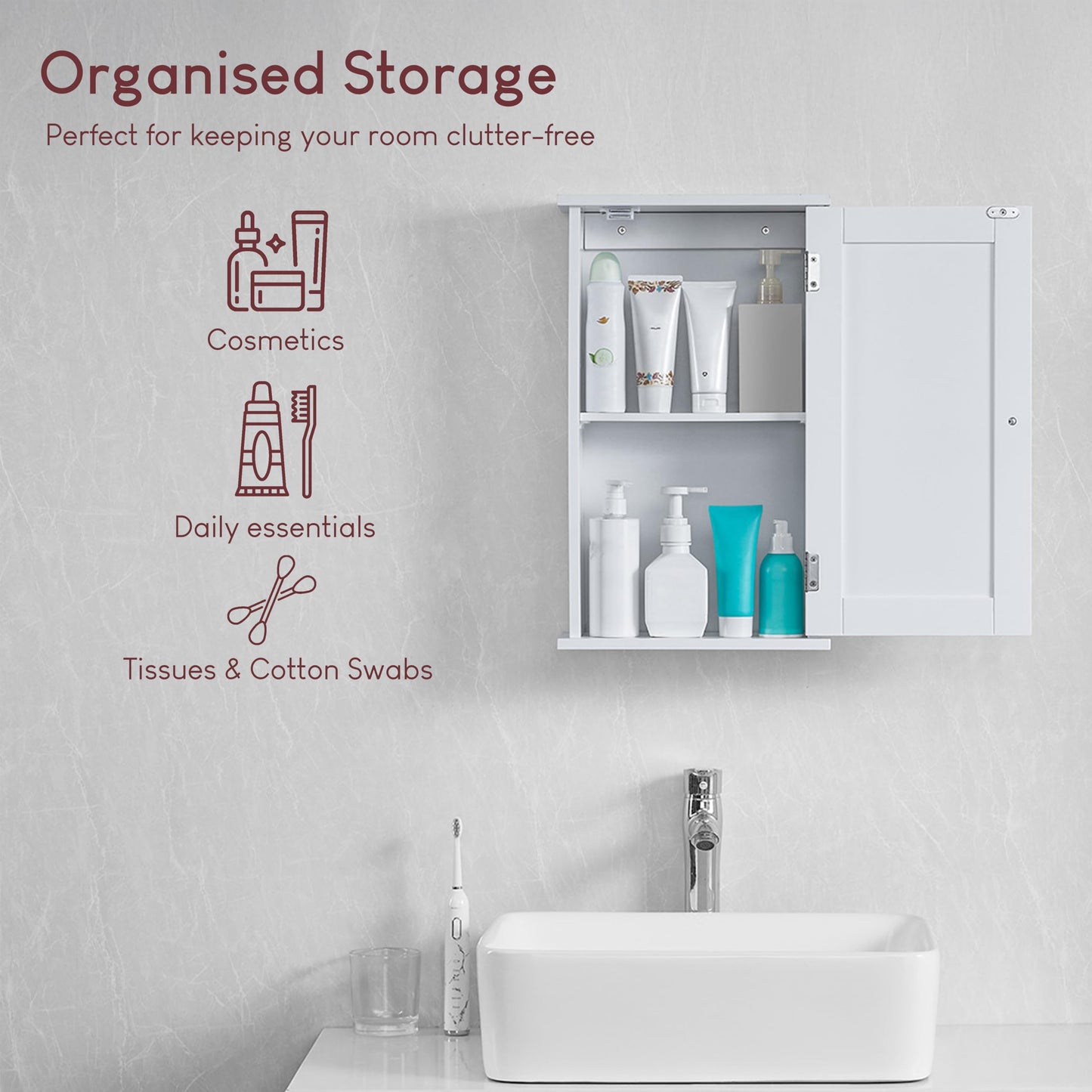 Bath Vida Priano Wall Mounted Cupboard with Door Bathroom Bathroom Storage