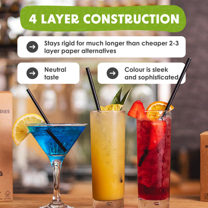 SustainaBuddies 2400 Medium Disposable Paper Drinking Straws | FSC-Certified, Biodegradable and Compostable | Strong and Durable