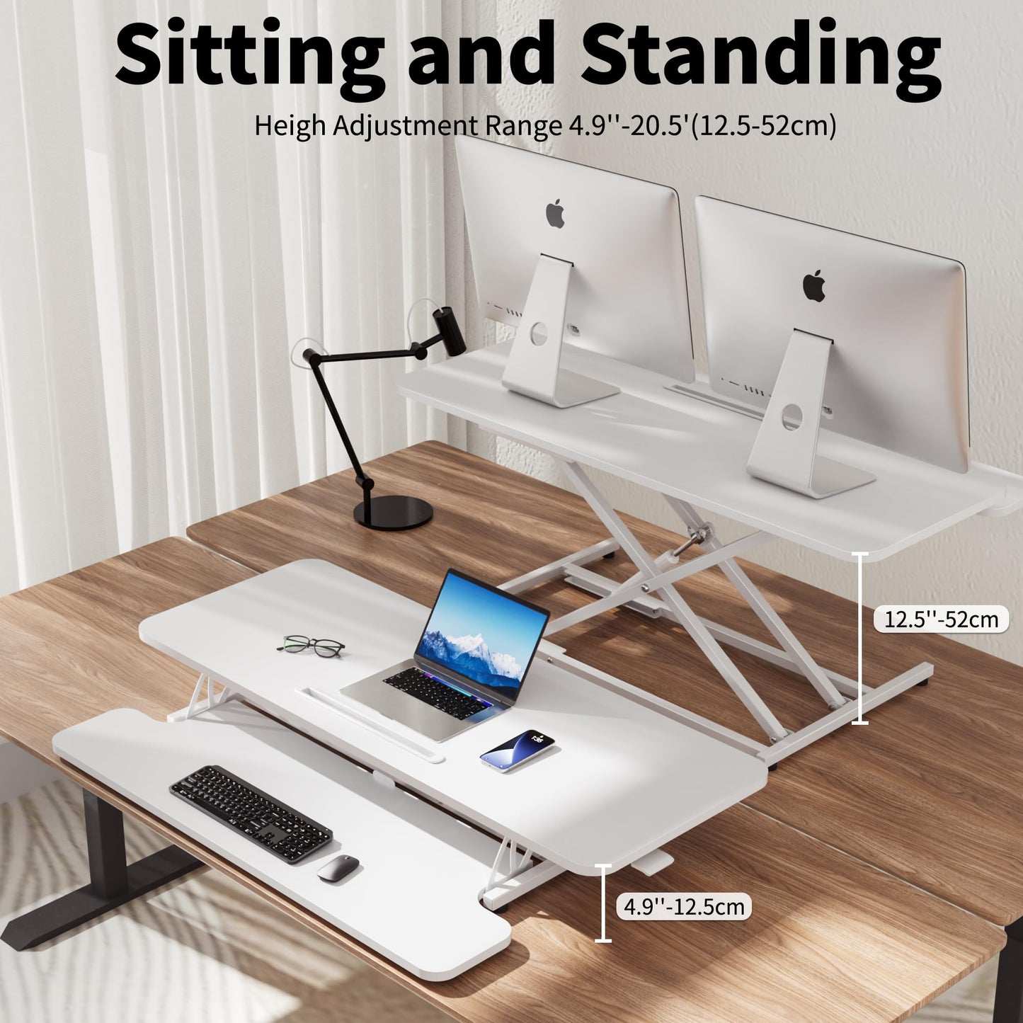 ERGOMAKER Standing Desk Converter, 42"/106cm, White