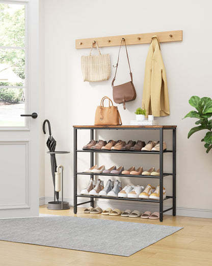 Kitsure Shoe Rack for Closet, Shoe Storage, 75.0 cm Wide - 4 Tier, Brown