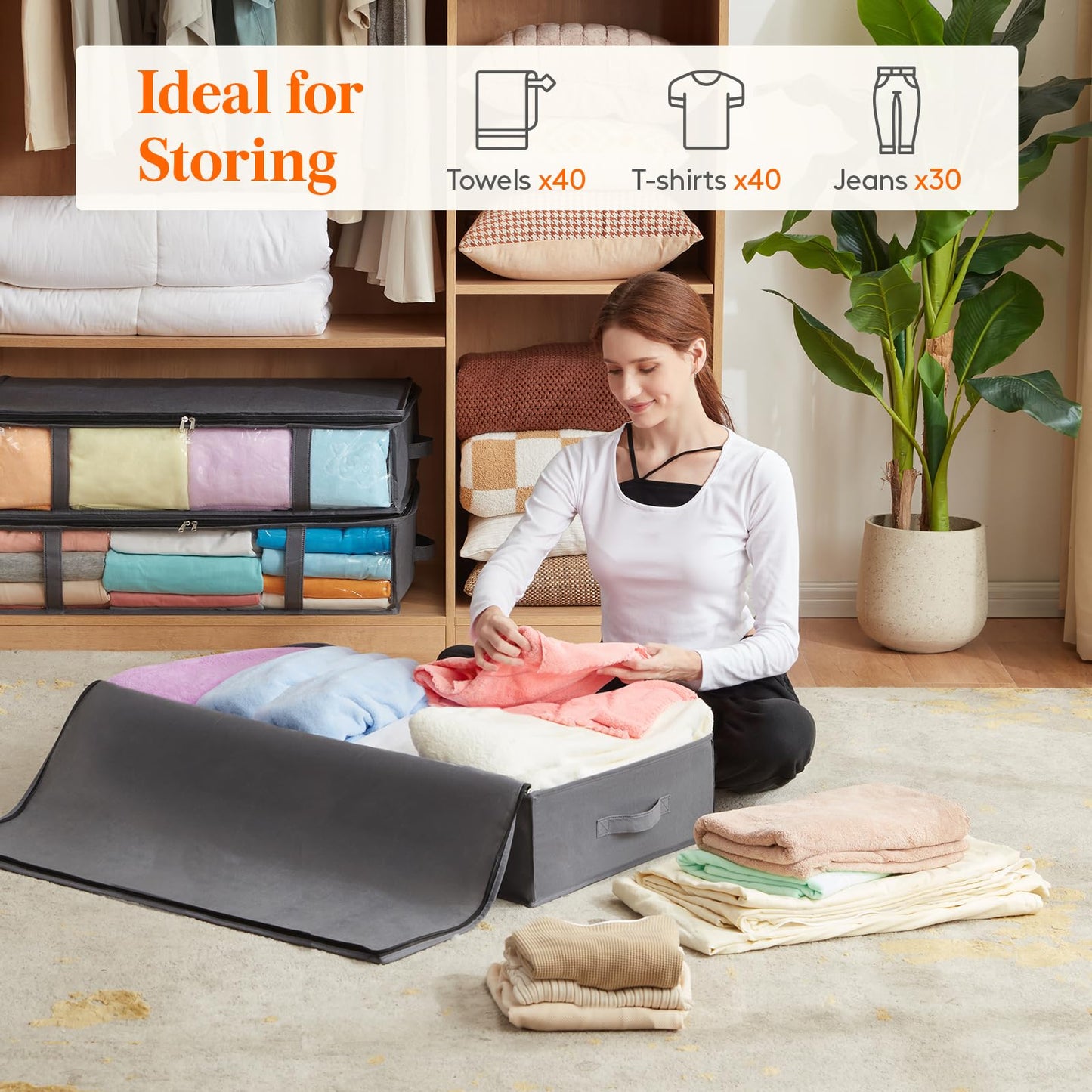Lifewit 3 Pack Under Bed Storage,90L Clothes Storage Bags with Clear Window
