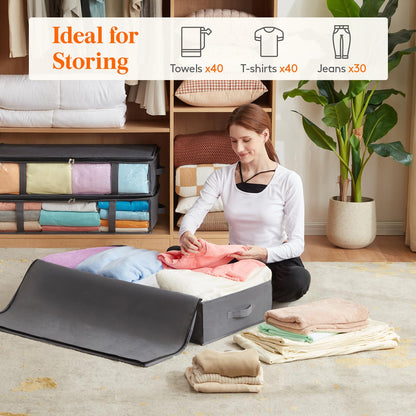 Lifewit 2 Pack Under Bed Storage,90L Clothes Storage Bags with Clear Window
