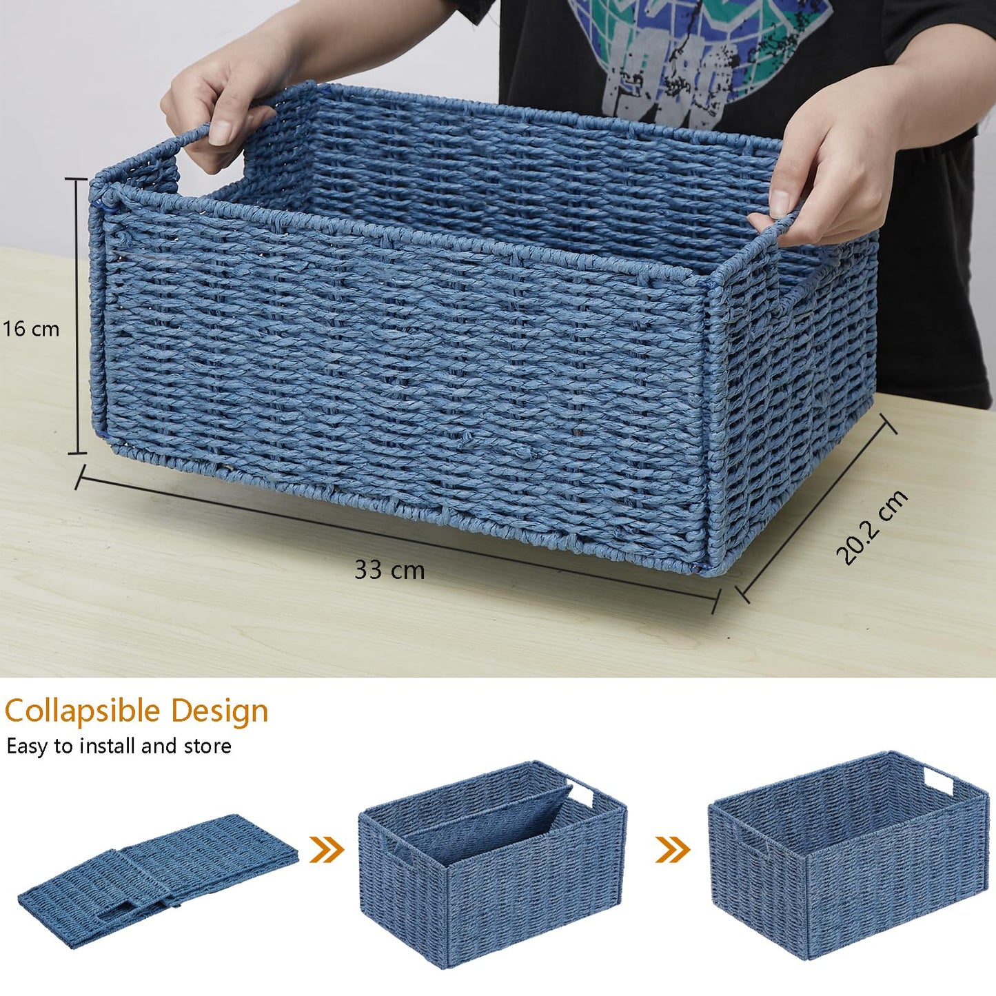 Vagusicc Storage Baskets for Shelves, Small Organizer Box Storage Bins with Handles, Wicker Basket for Bathroom Storage