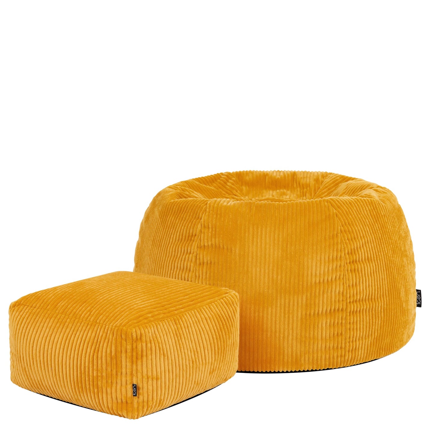 icon Kingston Cord Bean Bag & Footstool with Filling Included, Yellow