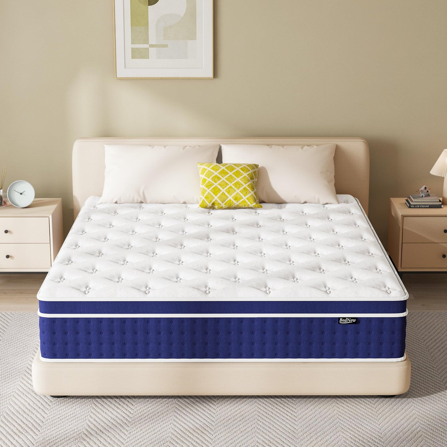 Bednew King Size Mattress 30.5cm, 12 Inch Innerspring Medium Firm Mattress 5FT with Pocket Spring and Breathable Foam For Cool Sleep