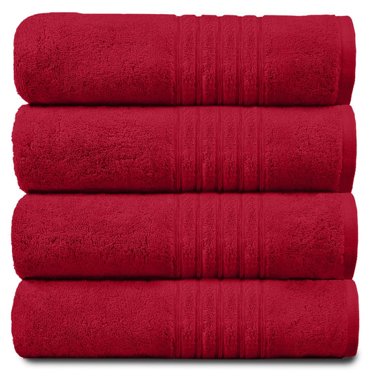 GC GAVENO CAVAILIA New Hampton Pack of 4 Bath Towel Set, 100% Ringspun Cotton, Extra Absorbent 450 GSM Luxury Bath Sheets, Red, 4PK