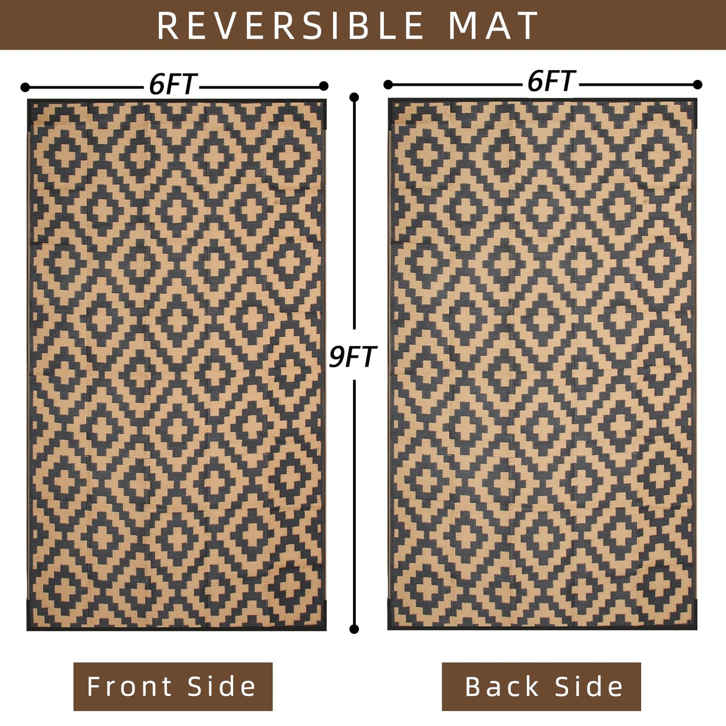Enipate Geometric Outdoor Rugs for Patios Clearance, 182 x 274cm(6x9ft) Reversible & Easy Cleaning Patio Decking Rug, Portable Comfortable Woven