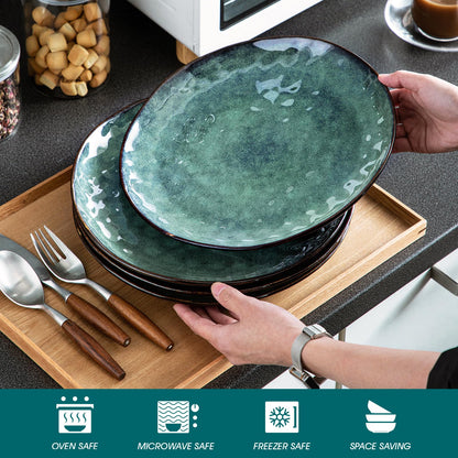 vancasso Dinner Plates Set, 10.5 Inch Scratch-Resistant Ceramic Plate, Microwave, Oven and Dishwasher Safe Dinner Plates Set of 4, Reactive Glaze and