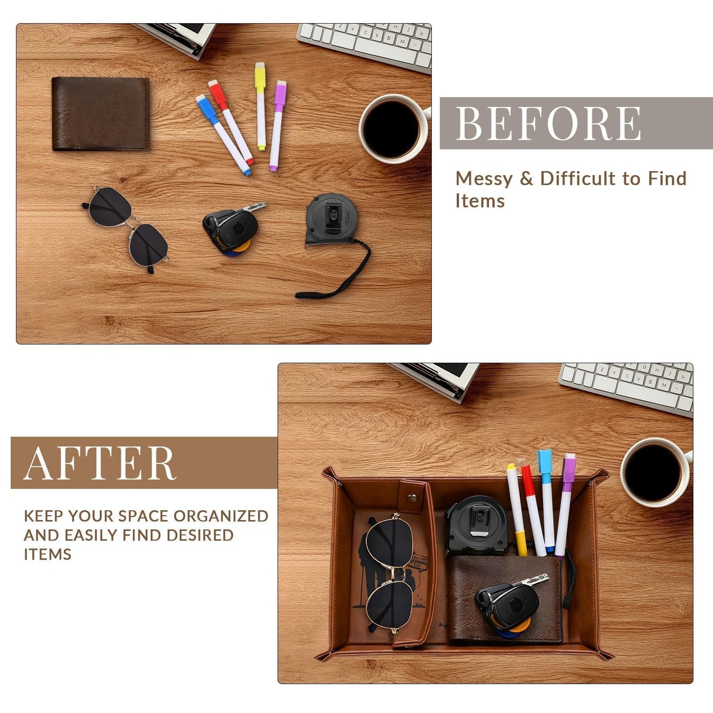 Belillpipi Valet Tray Gifts for Grandad, Bedside Organiser Grandfather Birthday Gift, Best Presents for Grandad on Fathers Day Christmas