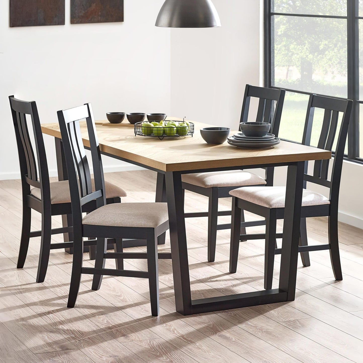 Julian Bowen Hilton Oak Veneer Dining Table, Black - H75 x W180 x D90cm