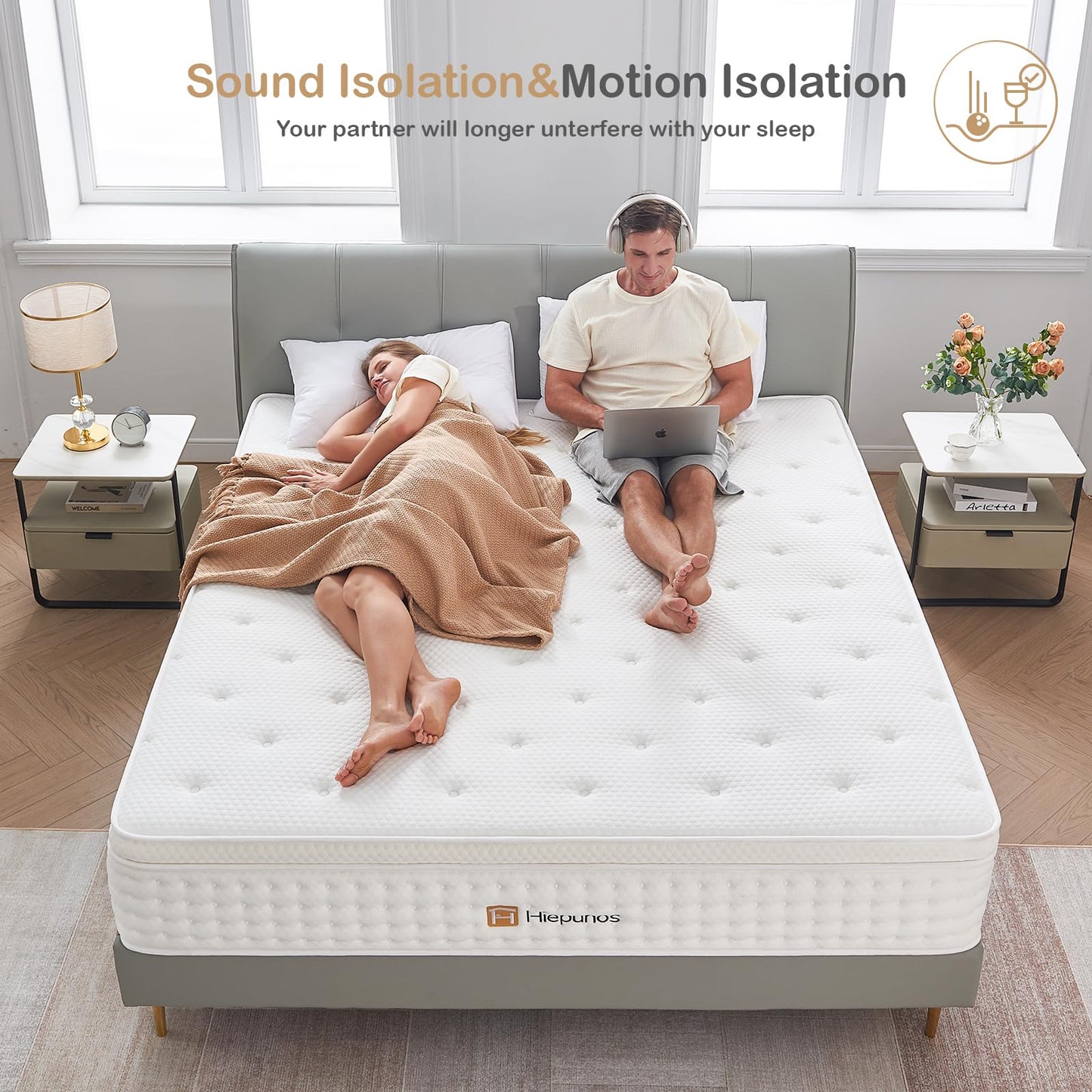 Hiepunos Single Mattress,10.2 INCH Hybrid Memory Foam and Individually Pocket Spring,3FT Single Bed Mattress Medium Firm,Ergonomic Pressure