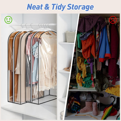 Alyvisun 3PCS Clear Garment Bags with Side-zips, Hanging Dress Bag Large Capacity 110cm/43in, Waterproof Clothes Covers Protector for Closet Storage