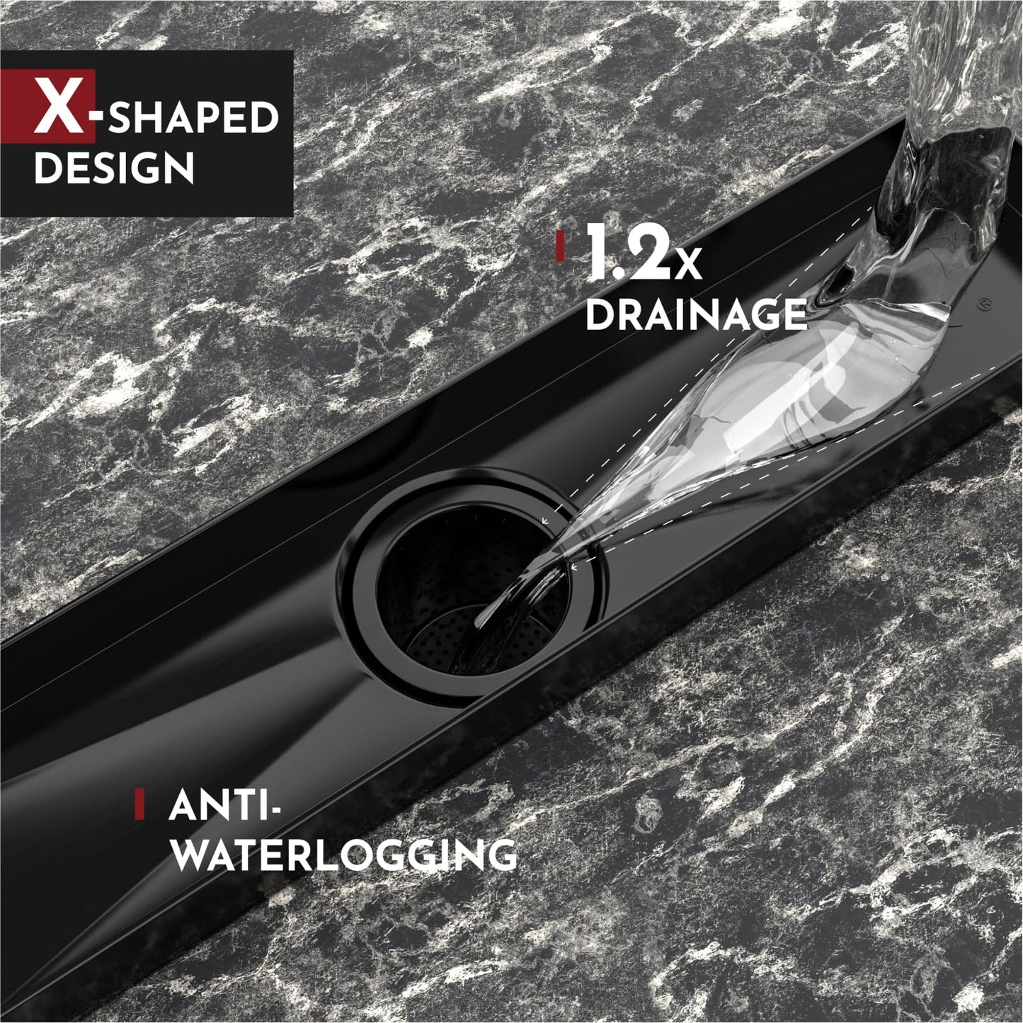 WEBANG 24 Inch Rectangular Linear Shower Floor Drain With Accessories,Quadrato Pattern Grate Removable,Food-grade SUS 304 Stainless