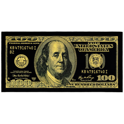 Beachland Gold 100 Dollar Bill Beach Towel 30 x 60 inch - 100% Cotton Pool Towel, Travel, Camping, Lake 1 Towel 30" x 60", Gold Dollar Bill
