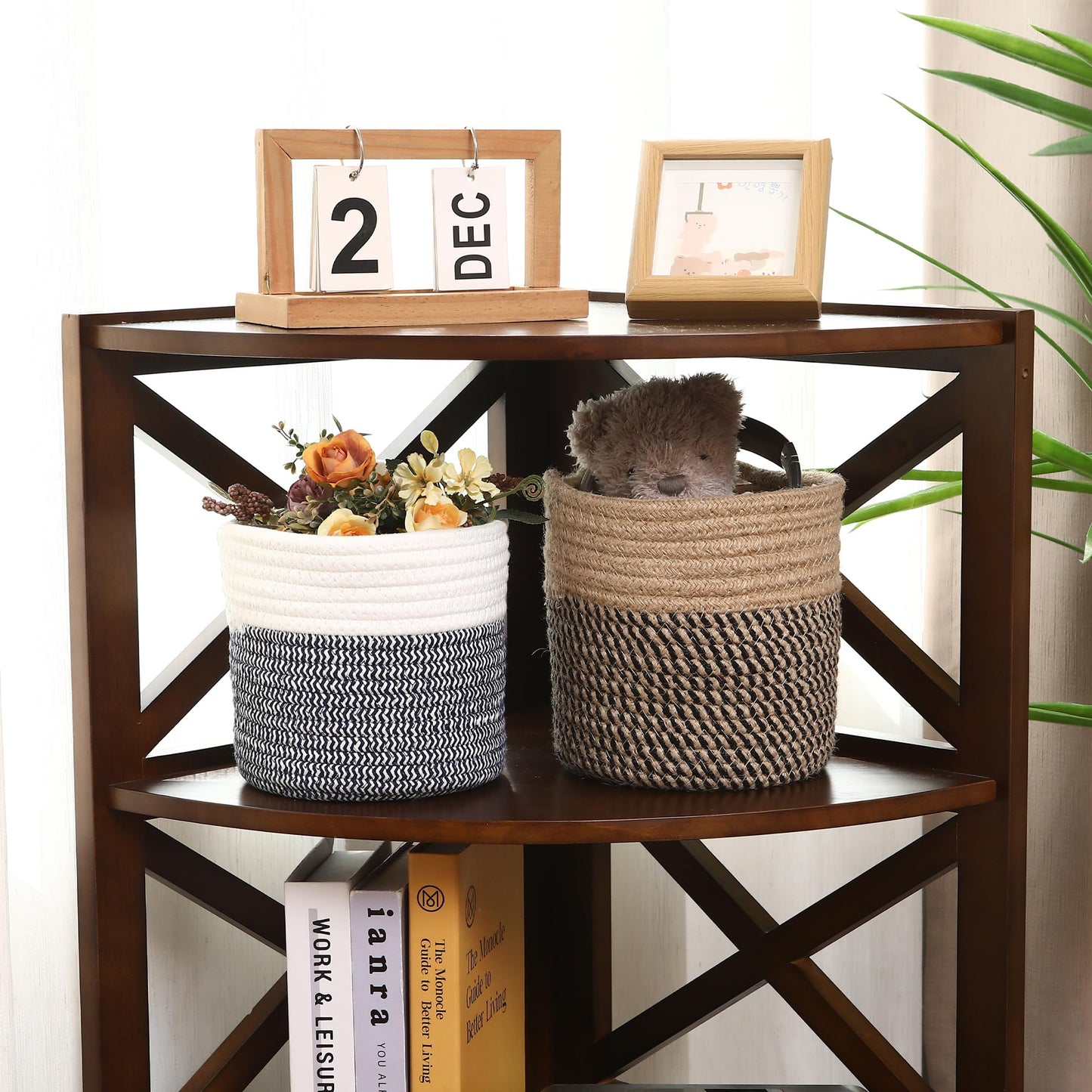 Sea Team Two Tone Woven Cotton Rope Hanging Wall Storage Basket