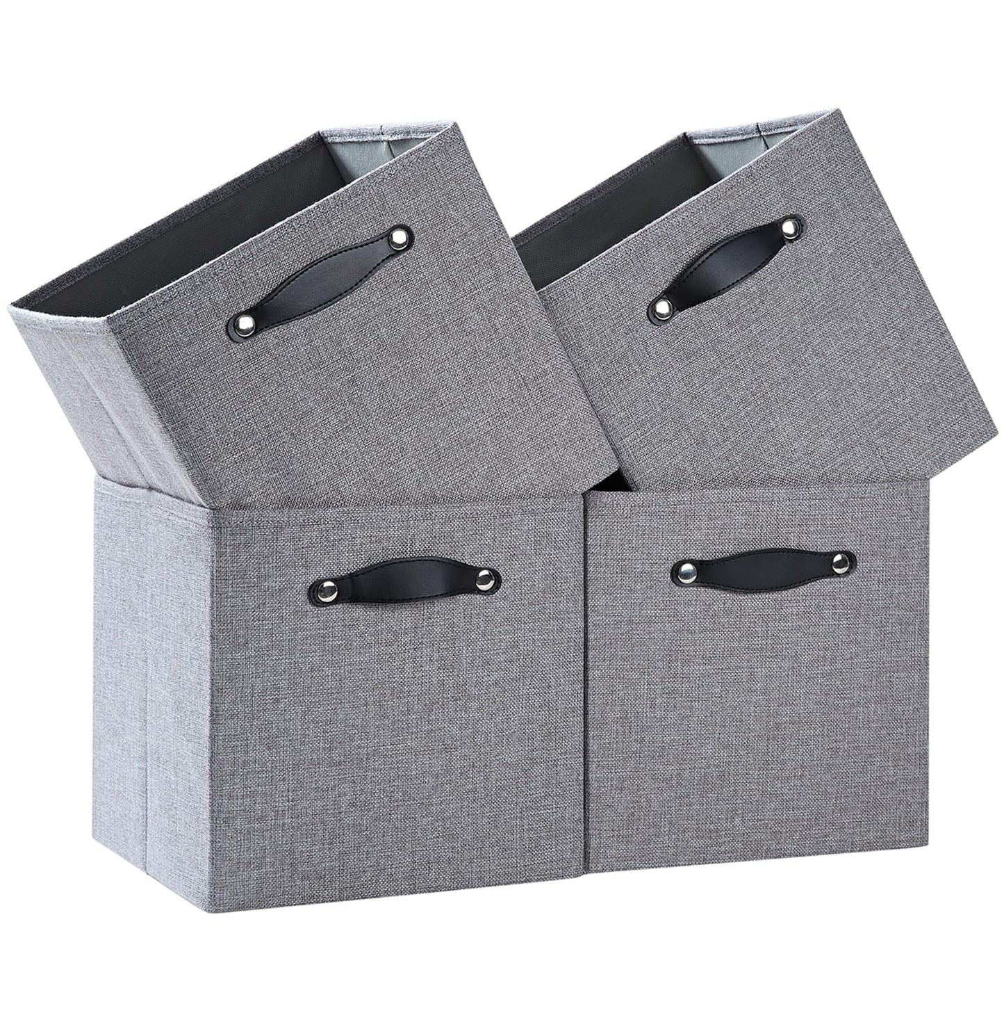 FABINADO Storage Boxes Fit KALLAX | 260g/㎡ Fabric Cubby Organizer Basket for Bookshelf, Closet, Wardrobe | Cube Unit Drawer Insert | 4 Pack, Dim Grey