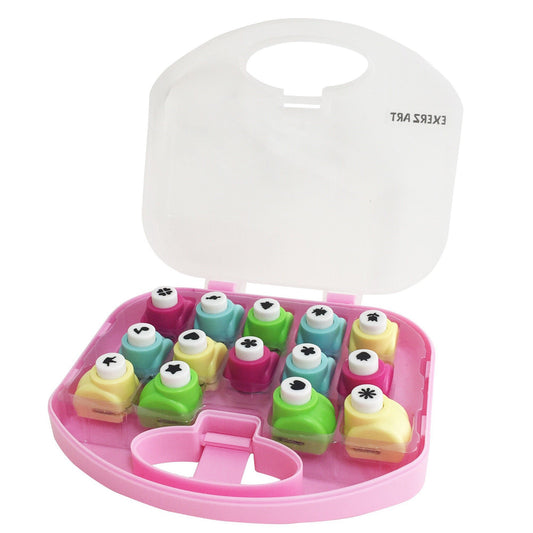 EXERZ Paper Punch 14pcs in a Box Children Art & Craft Paper Shaper, Scrapbook, Cards, Hobby, DIY, Photo Album