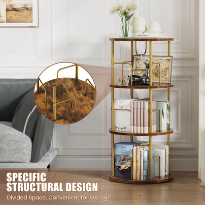 OCTORO 3 Tier Rotating Bookshelf, 360° Corner Bookshelf Tower, Round Revolving Bookcase with Adjustable Levels, Spinning Book Shelf for Home Office