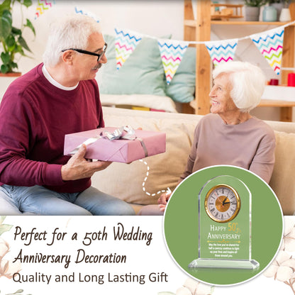 OkiyiD 50th Anniversary Wedding Gift, Anniversary Quartz Clock, Desk Table Clock, 50 Years of Marriage, Golden Wedding for Couple, Parents,
