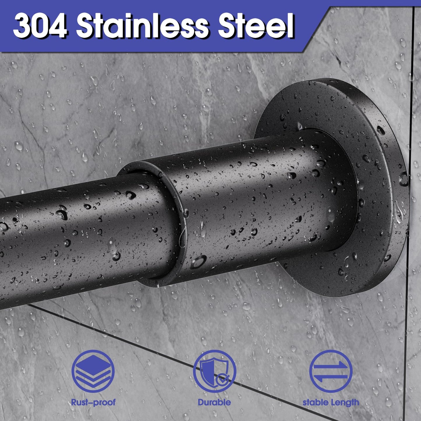 WELDUN L-Shaped Shower Curtain Rod, 104-132cm × 104-132cm Stainless Steel