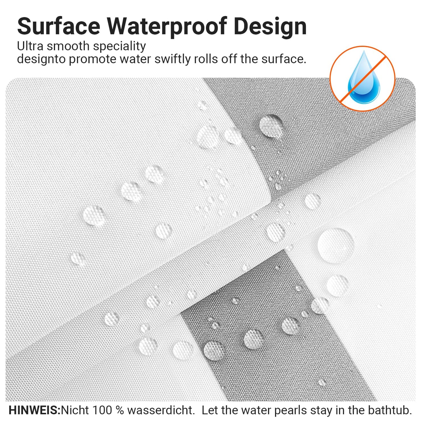 Lerores Shower Curtain 180 x 200 cm, Block Anti-Mould Textile, Weighted Hem, Water-Repellent