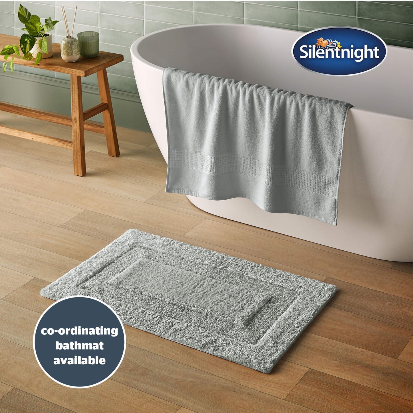 Silentnight Luxury Cotton Bath Towel - Luxuriously Soft & Super Absorbent Deep Pile Towel - 100% Cotton BCI - Textured Waffle Border Bath Towel
