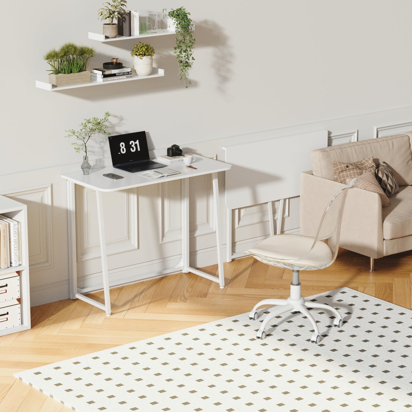 Flrrtenv Foldable Desk for Small Spaces - 31 Inch Space Saving Computer Desk, Lightweight Portable Picnic Table, Camping and Outdoor Table