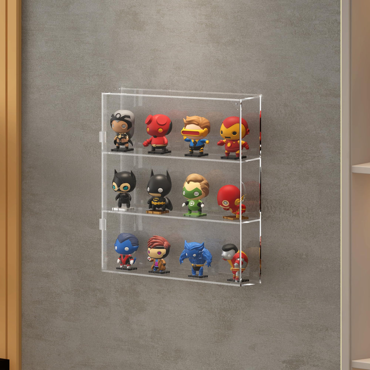 UoYeet Acrylic Display Cabinet for Both Wall Mount and Desktop Showcasing, 3 Layer Clear Display Case for Mini Toys, Pop Figurines