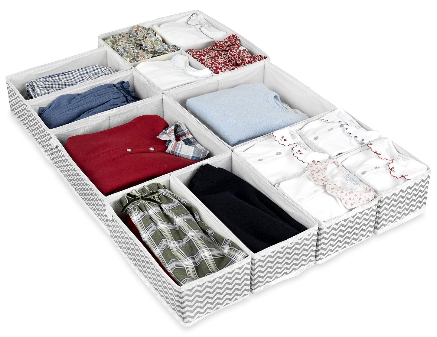 Unique Impression Set Of 11 Drawer Organisers For Underwear, Socks, Clothes, Shirts, Bras, Ties, Scarves, Baby Clothes