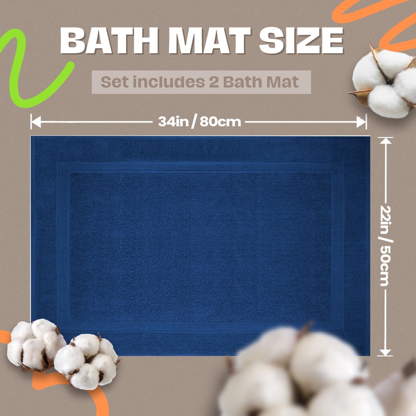 Infinitee Xclusives Cotton Bath Mat (86 x 55 cm) - Bathroom Mat - 2-Pack