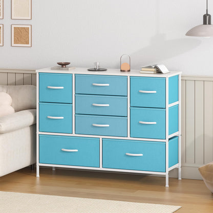 GoaHi Chest of Drawers, Large Dressers with Metal Frame and MDF Wooden Top Board, Adjustable Feet, Anti-Tip Safety
