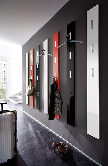 Germania Coat Rack Panel 3255, with fold-out coat hooks, in White High Gloss, 15 x 170 x 4 cm WxHxD, 3255-84