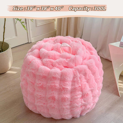 LIFEREVO 3FT Fluffy Faux Rabbit Fur Bean Bag Chair Cover, No Filler, Pink