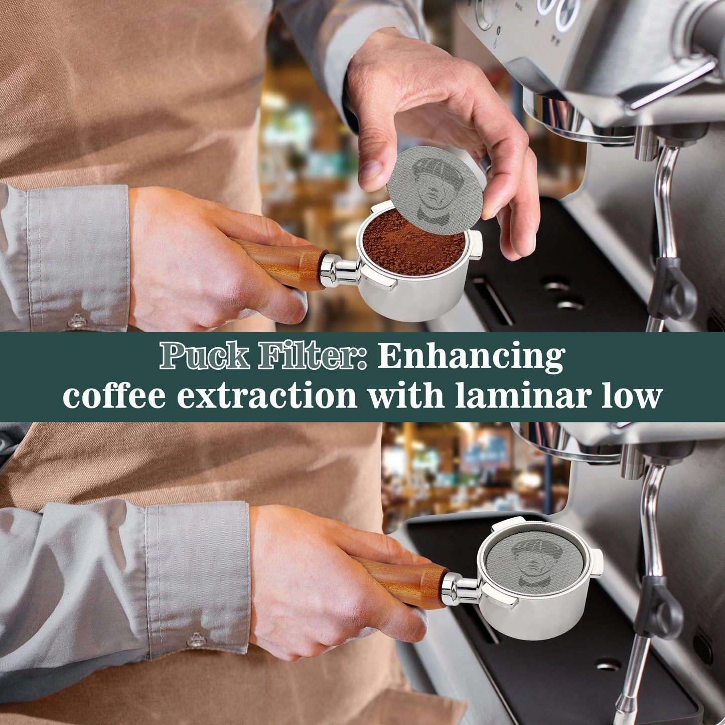 Gritty Blenders 51mm Bottomless Portafilter with Compatible Puck Screen and Basket | Compatible with De'Longhi Dedica EC680-685, and Smeg ECF Models