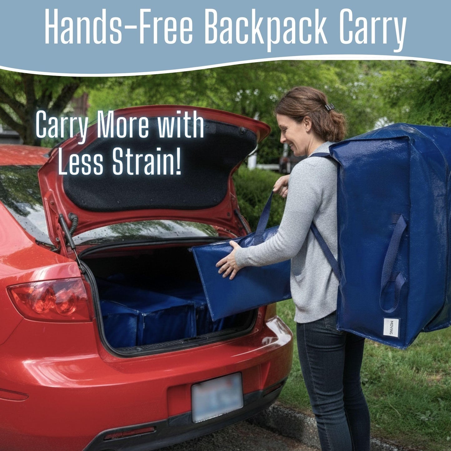 VENO 8 Pack Moving Bags Heavy-Duty Extra Large W/Backpack Straps, Moving House Essentials, Strong Handles & Zips, Clothes Storage, Packing