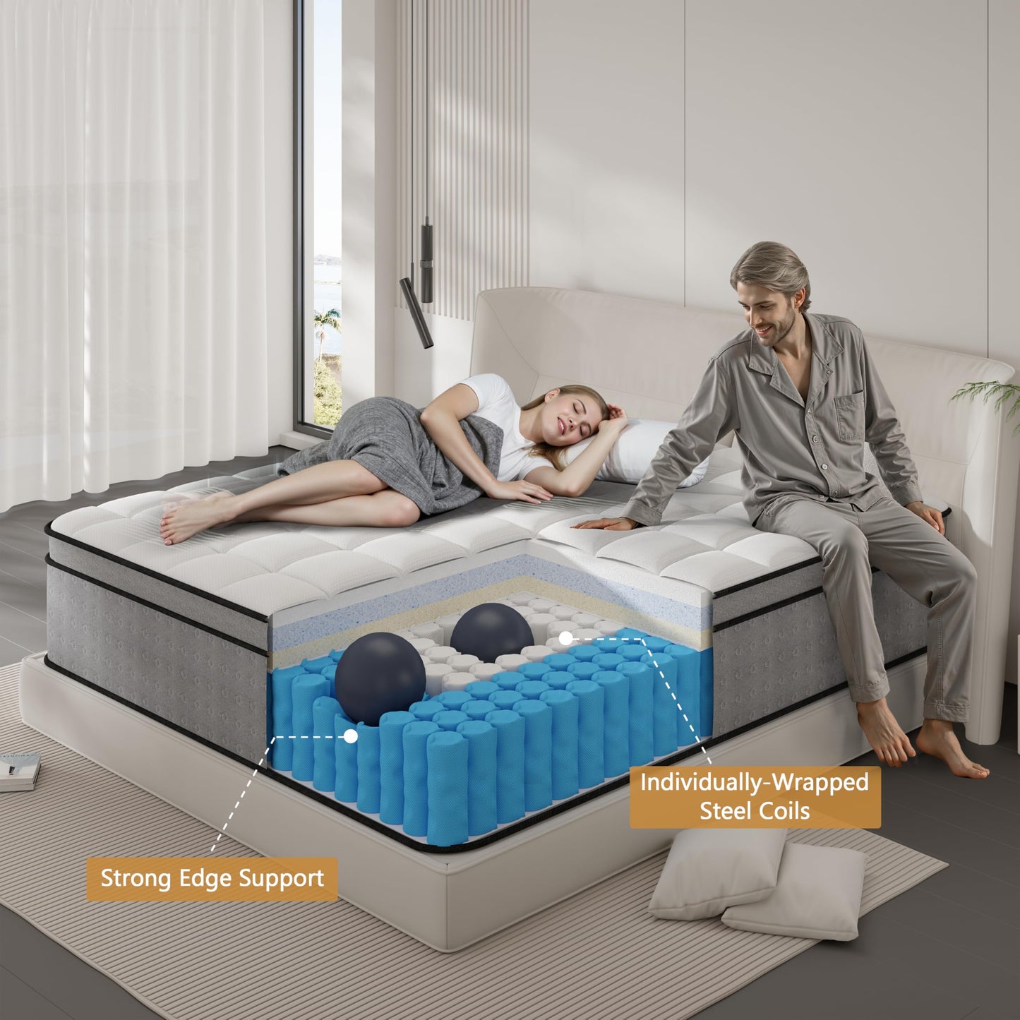 LETMOON Single Memory Foam and Pocket Sprung Hybrid Mattress