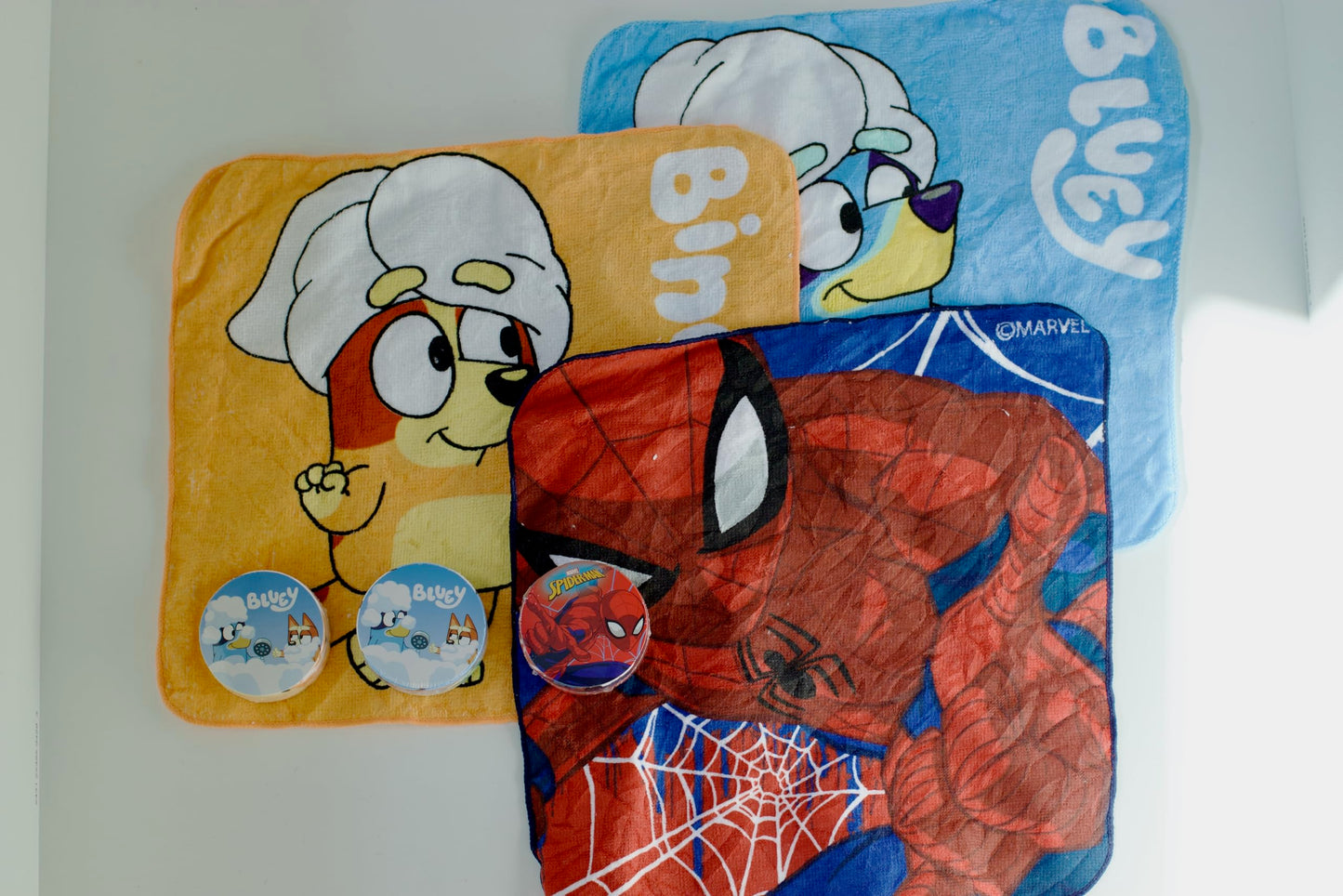 Lex's Linens Bluey & Spidey 3 Pack Magic Face Cloth