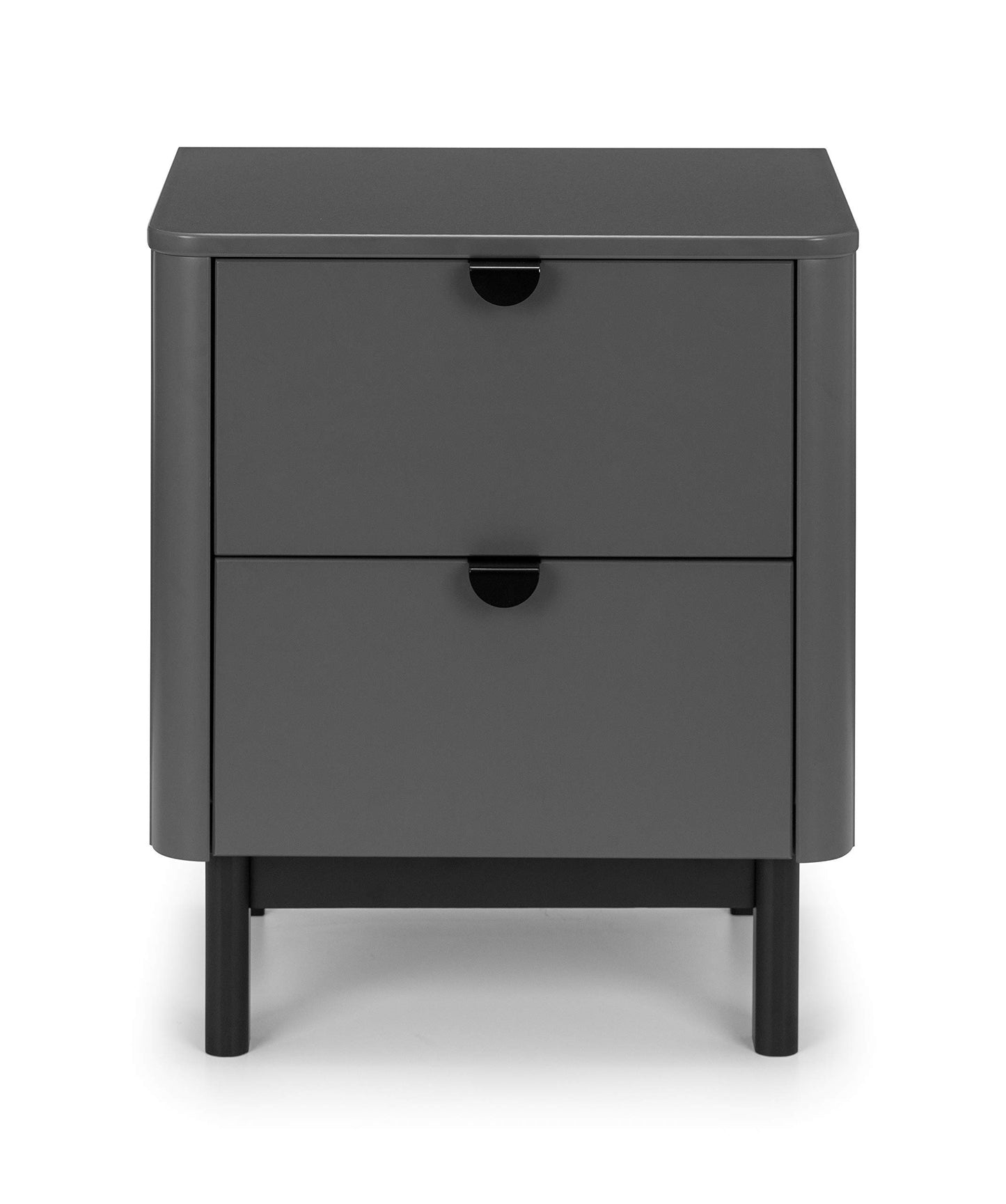 Julian Bowen Chloe Bedside Table, 2 Drawer, Grey - H53 x W46 x D34cm