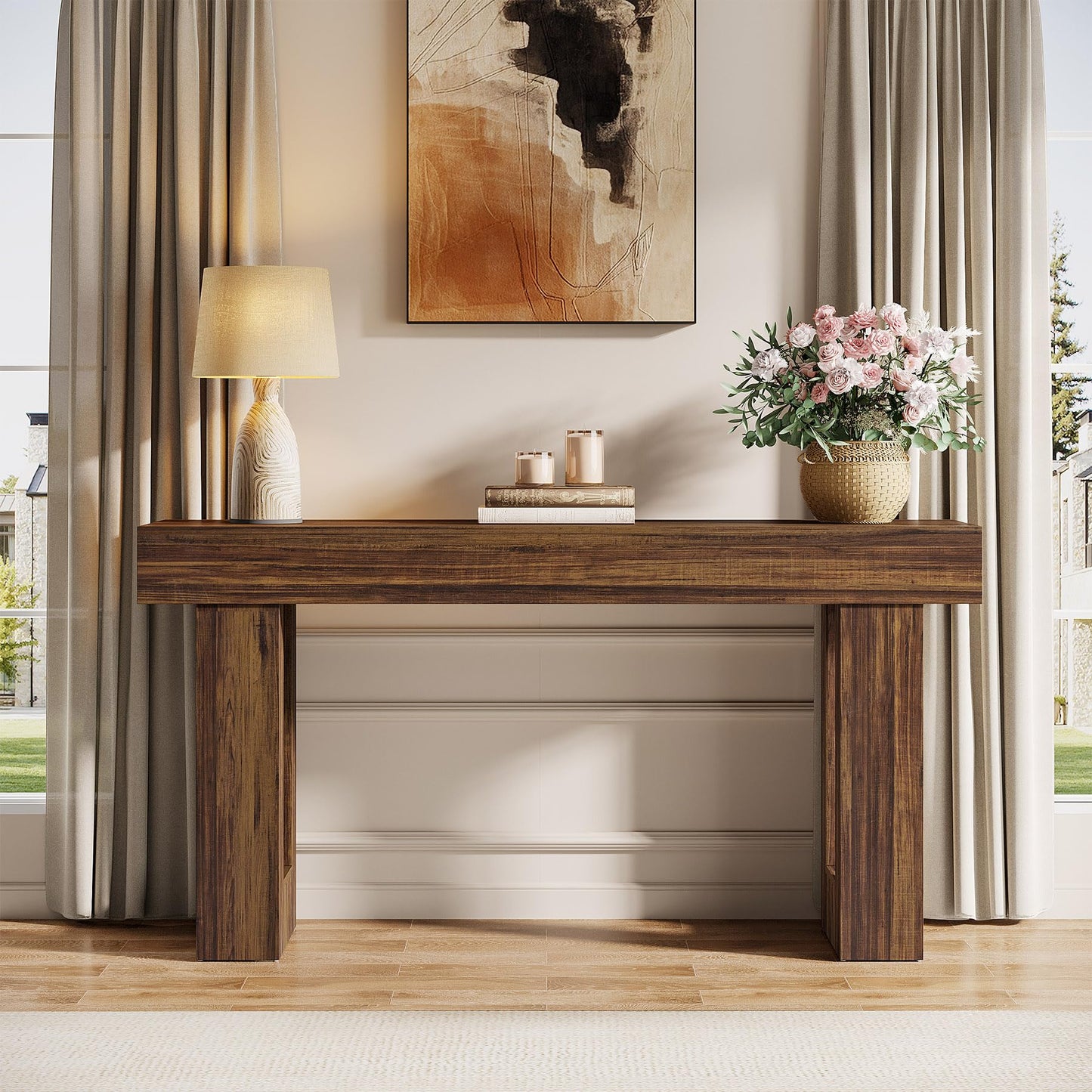 Tribesigns 160 cm Long Console Table, Wooden Rectangular slim Console Table Behind Sofa, Farmhouse Entryway Table for Entrance, Hallway, Living Room