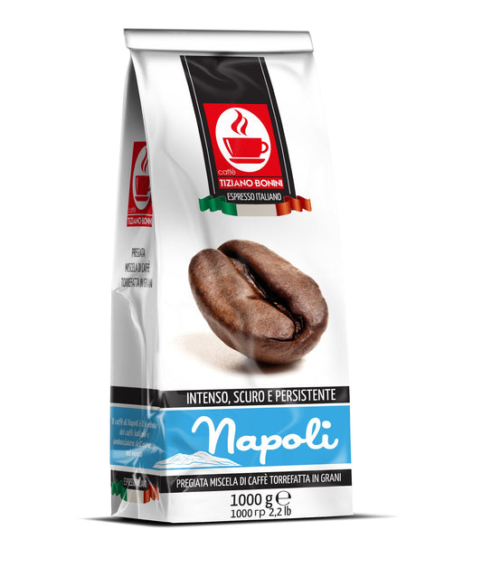 NAPOLI: 1KG ITALIAN BLEND ROASTED COFFEE BEANS: INTENSE, DARK & PERSISTENT