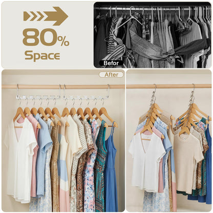 HOUSE DAY 8Pcs Magical Hangers Closet Space Saving Wardrobe Clothing Magic Hangers Oragnizer Heavy Chrome Hanger, Updated Hook Design 26cm Long