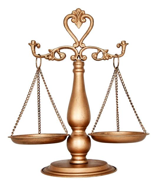 OwlGift Vintage Metal Lawyer Scale of Justice Libra, Decorative Jewelry Storage, Antique Tray Cosmetic Organizer, Farmhouse Candleholder Display, Home