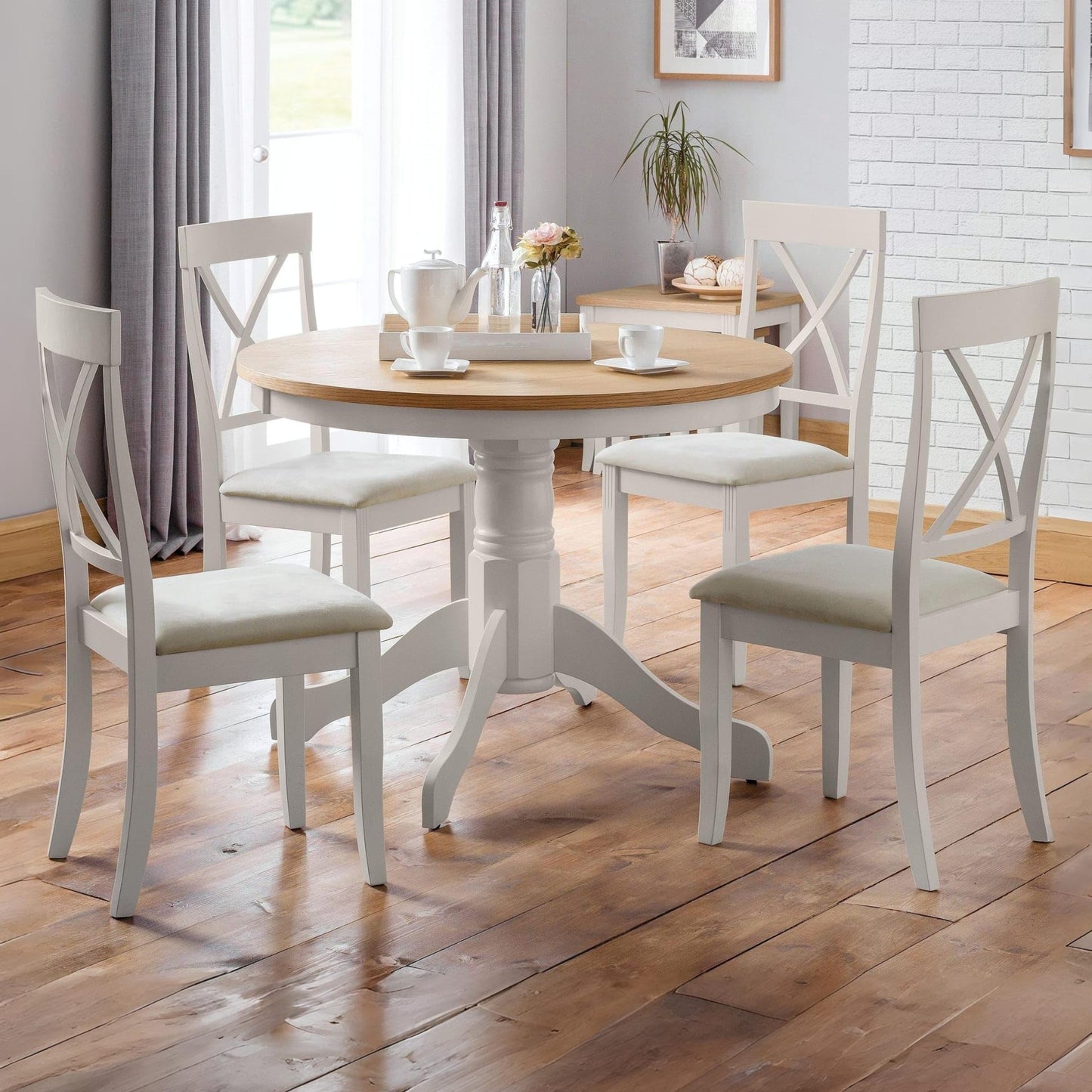 Julian Bowen Davenport Dining Chairs, Set of 2, Grey - H96.5 x W44 x D52cm