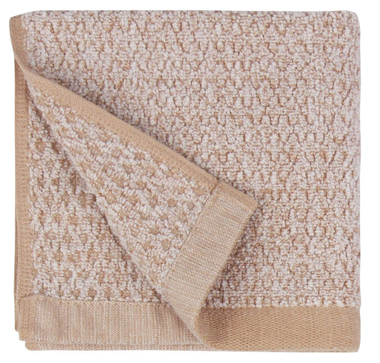 Everplush Diamond Jacquard Wash Cloth Set, Polyester, Khaki, 6 x Washcloth (13 x 13 inches), 6