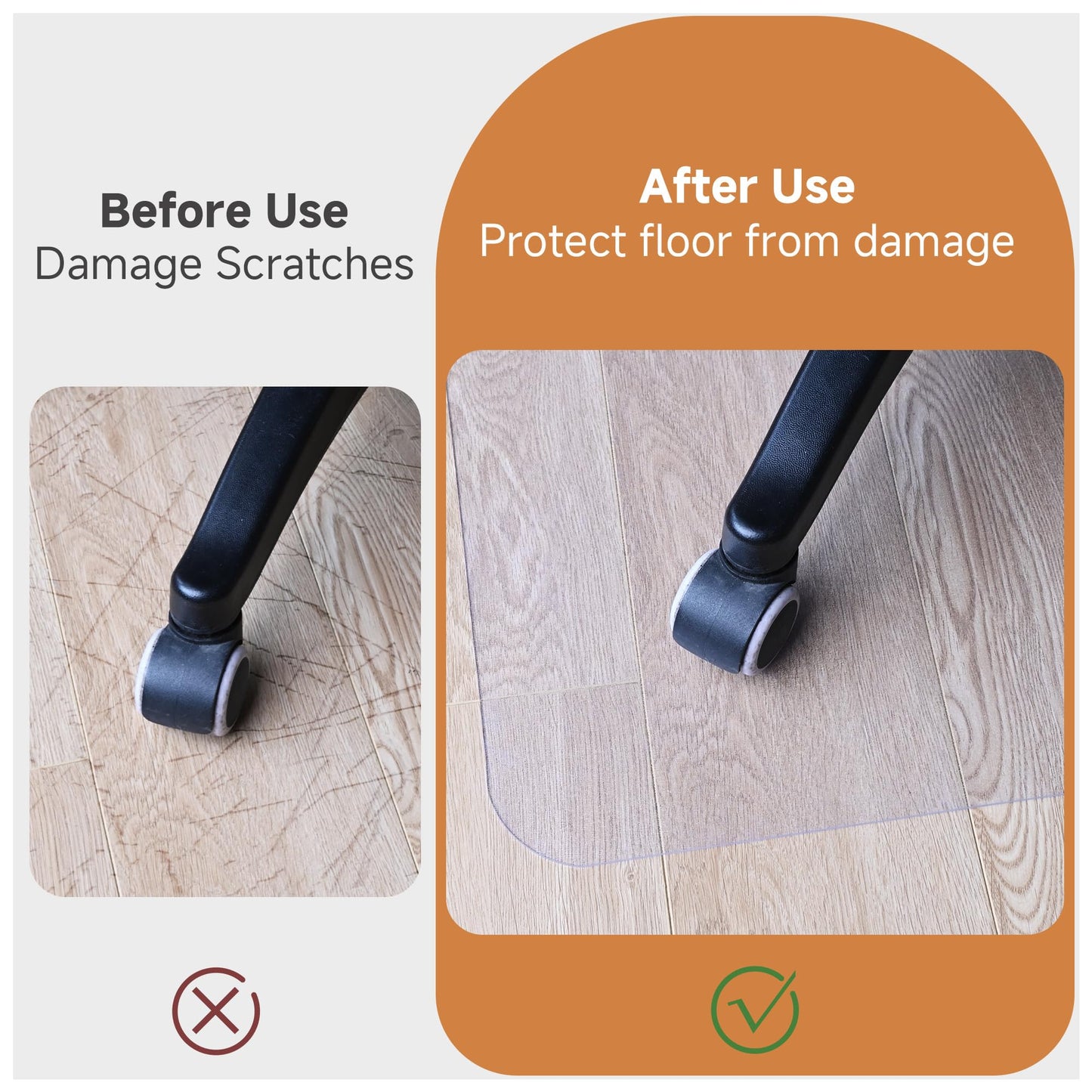 HOMEK Office Chair Mat for Hardwood Floor
