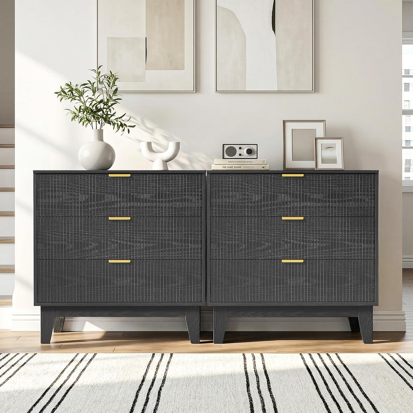 Skokliz Chest of Drawers with 3 Drawers, Storage Organizer, Wide Chest of Drawers for Closet