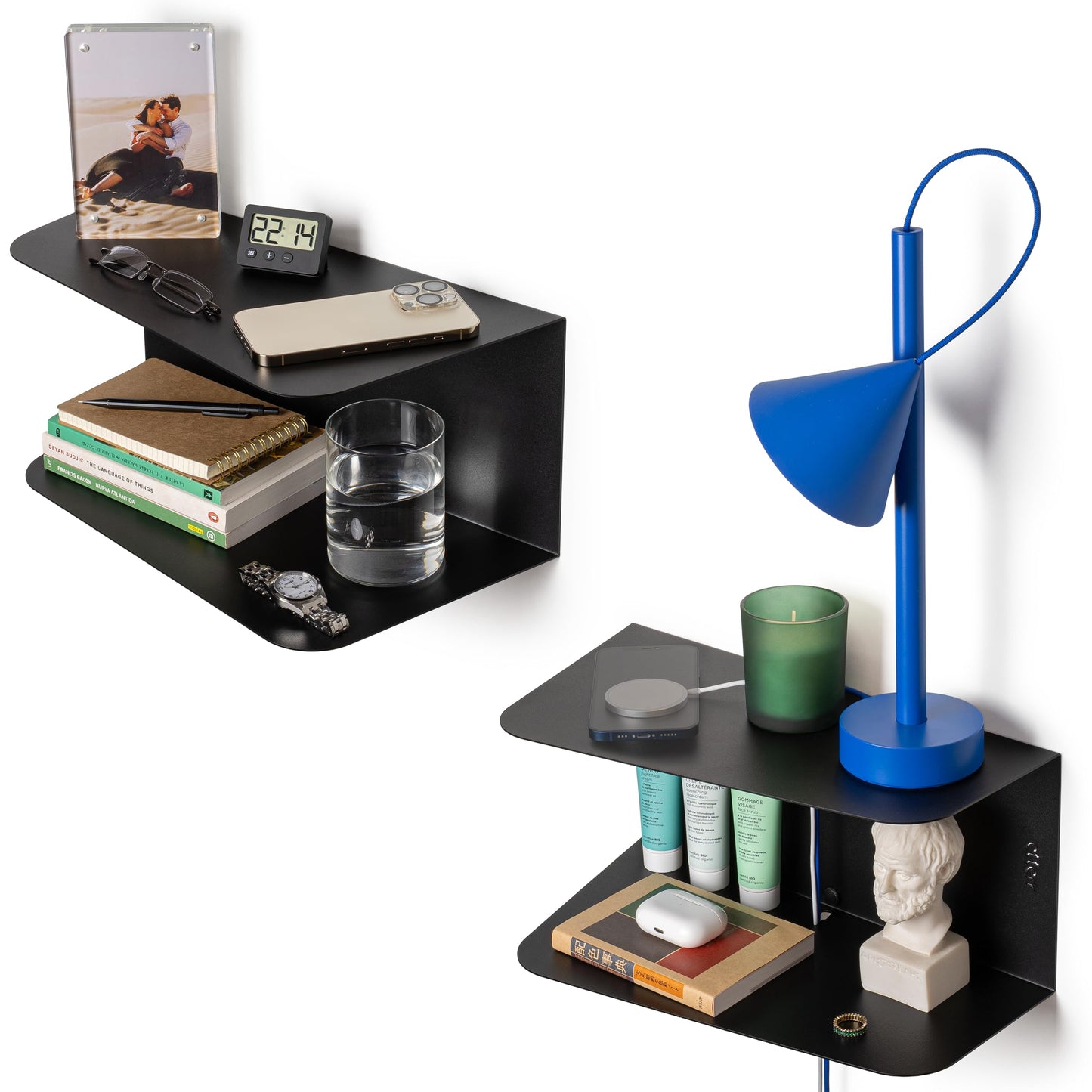 etterr Bedside Table, Side Table, Black Bedside Tables, Bedside Tables, Bedroom Bedside Tables (1 Unit, Black, 38 x 20 x 18 cm)