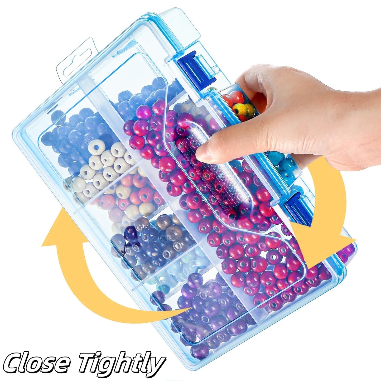 Covzoe 6 Pack Plastic Organizer Box with Adjustable Dividers, Double Layer Bead Organizer 15 Large Grids