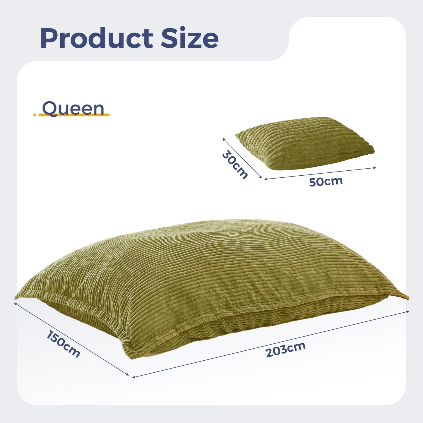 MAXYOYO Giant Bean Bag with Pillow, Soft Corduroy Removable Cover, Large Floor Cushion with Fluffy Foam Filling, BeanBag Chair for Adults & Kids