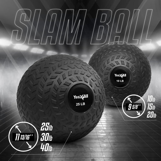 Yes4All 1YHQ 9kg Slam Ball for Strength and Crossfit Workout ? Slam Medicine Ball (9kg, Black)